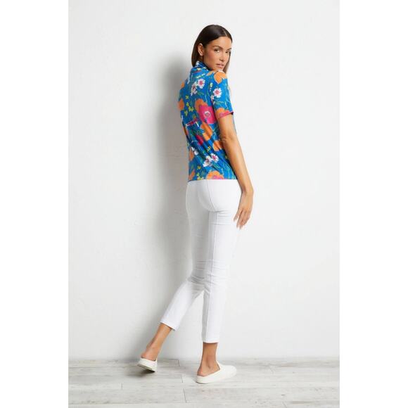 Anatomie Blue Quarter Zip Belle Vizcaya Floral Travel Top Size Medium - Picture 2 of 14